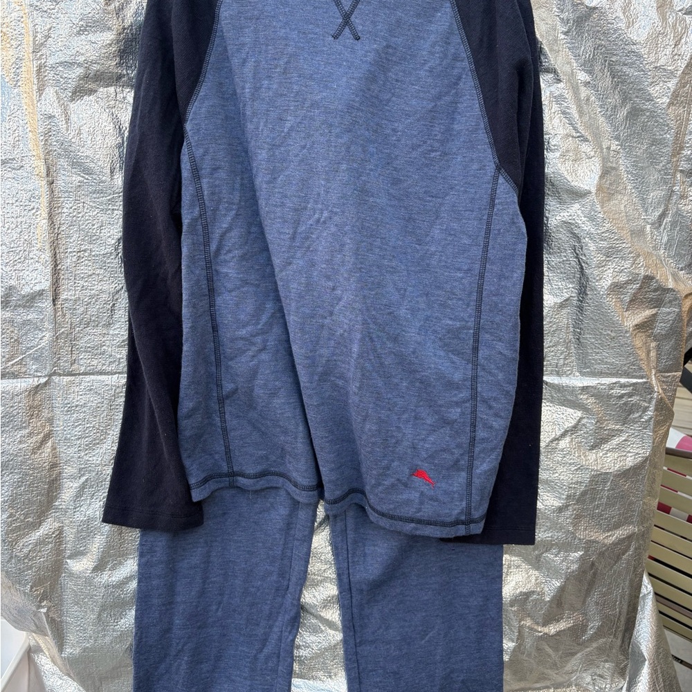Tommy Bahama Navy and Charcoal Long Sleeve Top